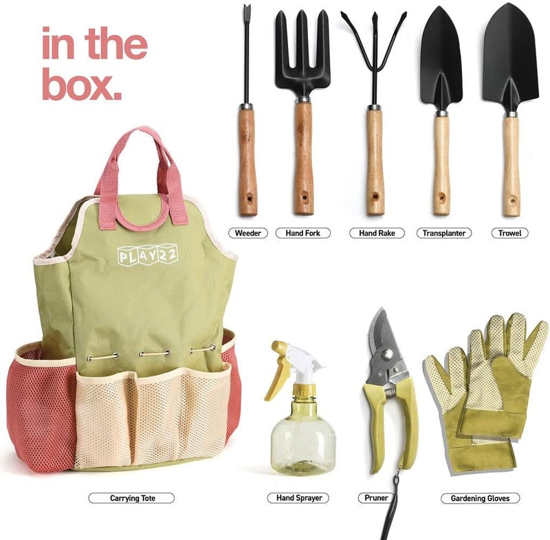 Play22 Gardening Tools Set of 10 - Complete Heavy Duty Garden Tools Set with Fashion Handbag - Durable Gardening Supplies Kit Ideal Garden Gifts for Women - Image 3